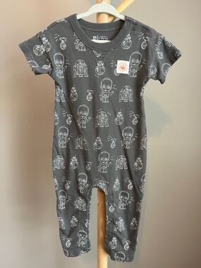 ⭐️⭐️PICK 5 / $20 Star Wars Gray Kids C-3PO & R2-D2 One-Piece 18-24M